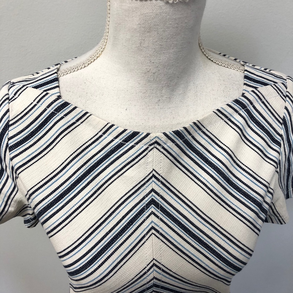 See By Chloe Surfing Blue Stripe Chevron Shift Dress Womens 34 XS Short Sleeve - Picture 5 of 9
